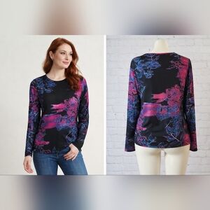 Clara Sun Woo Y2K Abstract Art Top Neon Floral Stretch Made USA M